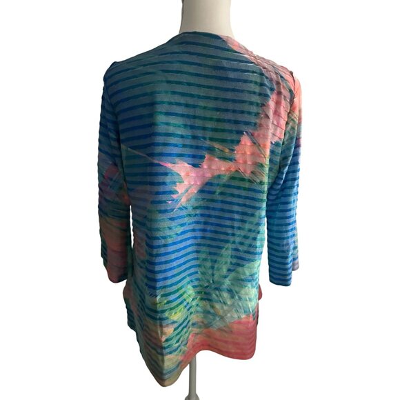 SOFT SURROUNDINGS Tropical Striped Tunic Top Size L - Picture 7 of 7
